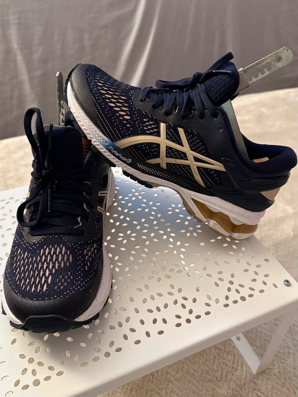 ASICS Navy and Gold Athletic Running Sneakers